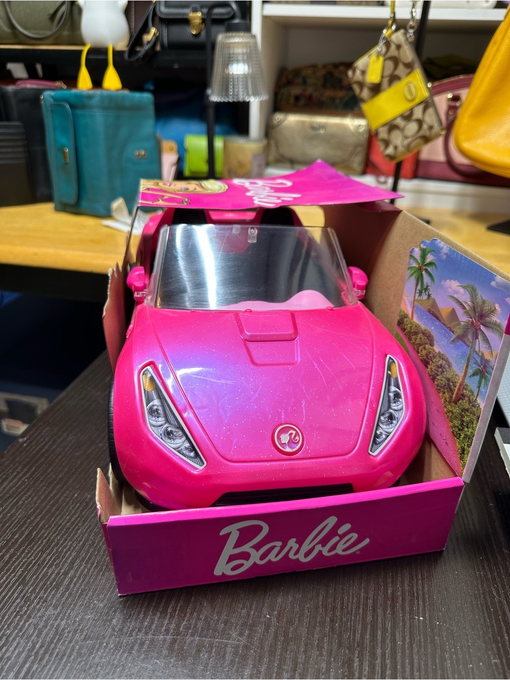 Barbie Hot Pink Convertible Sports Car Toy